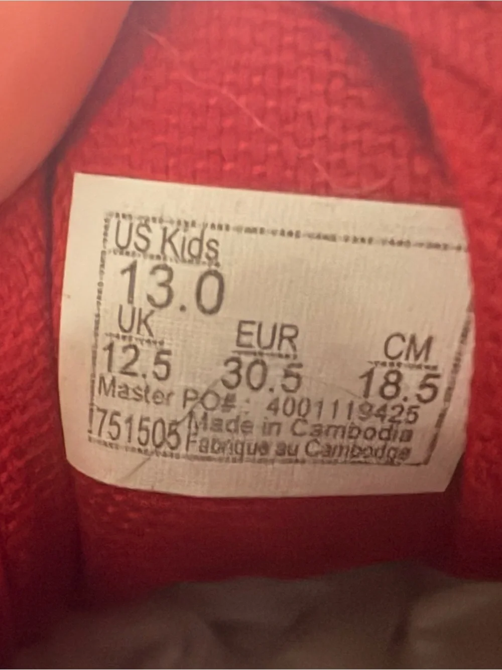 Vans Kids Size 13 Red Suede Sneakers with White Stripe and Checkered Soles